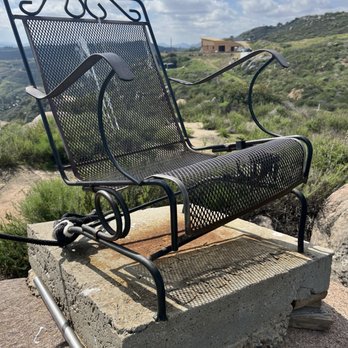 Clevenger Canyon North Trail - Chairs on the boulder overlooking the valley - Hiking Near Me - Escondido, California Clevenger Canyon North Trail - Chairs on the boulder overlooking the valley - Hiking Near Me - Escondido, California