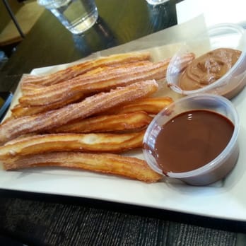 Amara Chocolate & Coffee - 12 churros with milk chocolate and dark chocolate dipping sauces! GET BOTH - Coffee & Tea Near Me - Pasadena, California Amara Chocolate & Coffee - 12 churros with milk chocolate and dark chocolate dipping sauces! GET BOTH - Coffee & Tea Near Me - Pasadena, California