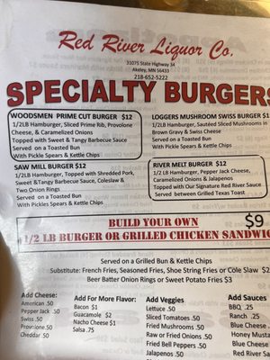 Menu photo 1 Red River Liquor Akeley, MN