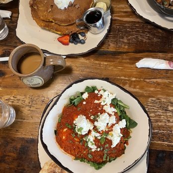 Egg Harbor Cafe - Shakshouka and pumpkin pancakes, coffee. - Breakfast & Brunch Near Me - Chicago, Illinois Egg Harbor Cafe - Shakshouka and pumpkin pancakes, coffee. - Breakfast & Brunch Near Me - Chicago, Illinois