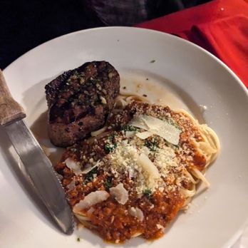 Mamma Mia - Filet with pasta Bolognese - Italian Near Me - Bakersfield, California Mamma Mia - Filet with pasta Bolognese - Italian Near Me - Bakersfield, California