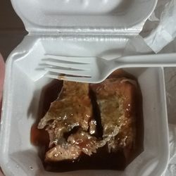Isshin Asian Cafe - Supposed to be a side of salmon! ! Very hard and discolored.