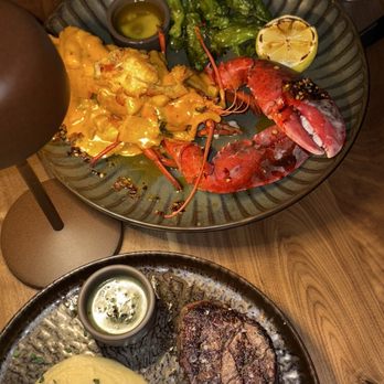 Filthy Animal - Center cut filet and whipped potatoes with chimichurri and a Korean noodle stuffed lobster. - Cocktail Bars Near Me - Tempe, Arizona Filthy Animal - Center cut filet and whipped potatoes with chimichurri and a Korean noodle stuffed lobster. - Cocktail Bars Near Me - Tempe, Arizona