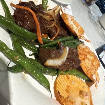 Empire Buffet - Photos of some of the items we had, Mongolian beef, green beans, stuffed scallops? - Buffets Near Me - Moreno Valley, California
