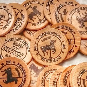 The Berkshire Carousel - We use wooden tokens as a ticket to ride!! Tokens are $2 each. 1 token per person / per ride. - Carousels Near Me - Pittsfield, Massachusetts The Berkshire Carousel - We use wooden tokens as a ticket to ride!! Tokens are $2 each. 1 token per person / per ride. - Carousels Near Me - Pittsfield, Massachusetts