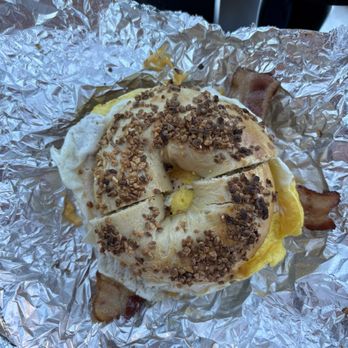 Bagel Bros Cafe - Bacon egg and cheese on garlic bagel - Breakfast & Brunch Near Me - Clermont, Florida
