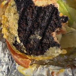 Charcoal BURNT cheeseburger. NASTY!!! Charcoal BURNT cheeseburger. NASTY!!!