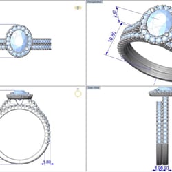 Krasner Jewelers - Rendering of engagement ring and wedding band.
