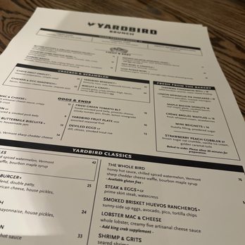 Yardbird - Menu - Southern Near Me - Las Vegas, Nevada Yardbird - Menu - Southern Near Me - Las Vegas, Nevada
