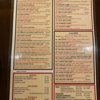 Thai Lotus - Menu - Thai Near Me - Reno, Nevada