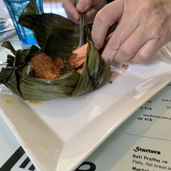 Lime Tree Southeast Asian Kitchen - Salmon in banana leaf - Malaysian Near Me - San Francisco, California Lime Tree Southeast Asian Kitchen - Salmon in banana leaf - Malaysian Near Me - San Francisco, California