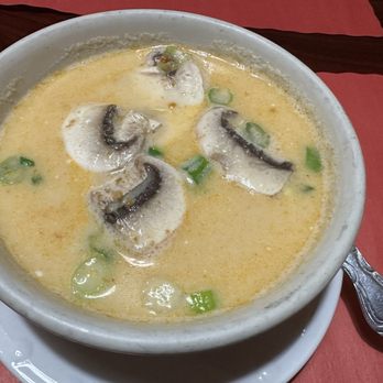 Eat at Thai - a bowl of soup with mushrooms - Thai Near Me - Gainesville, Georgia Eat at Thai - a bowl of soup with mushrooms - Thai Near Me - Gainesville, Georgia