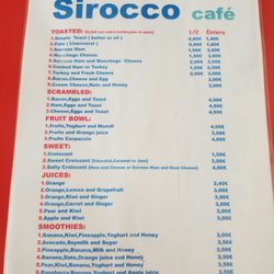 Sirocco Café - English menu