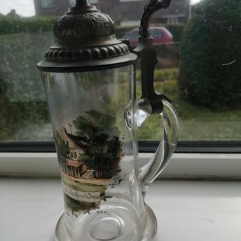 The Pumping Station - Pewter & glass German tankard 100 years old - Antiques Near Me - Cardiff, CRF