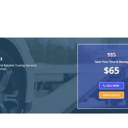 Aria Towing - Their website showing 65.00 price with phone or online options.