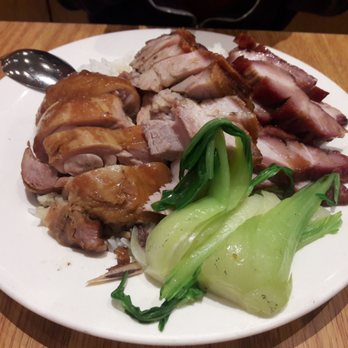 Hong Kong Eatery - Rice with soy chicken, roast pork and BBQ pork (xa xiu) - Seafood Near Me - Boston, Massachusetts