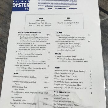 Hog Island Oyster - Menu. Simple but amazing - Seafood Near Me - Marshall, California