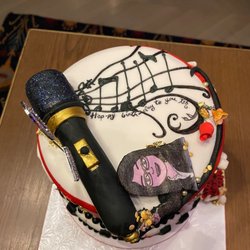 Aromas Boutique Bakery - The top of my 50th birthday cake incorporating my love of music & using Bitmojis frequently & often in texts