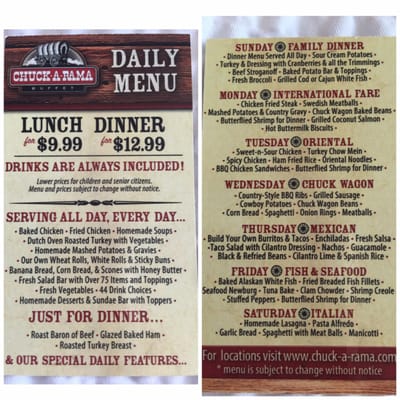 Menu photo 2 Chuck-A-Rama Buffet Boise, ID Menu photo 2 Chuck-A-Rama Buffet Boise, ID