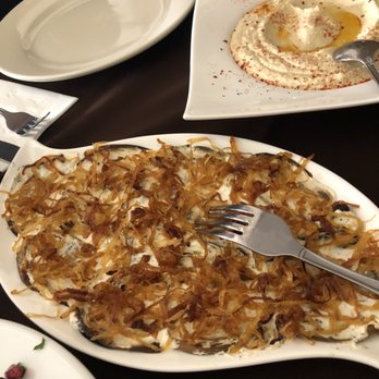 Adana Restaurant - Eggplant Dish and Hummus plate - Middle Eastern Near Me - Glendale, California