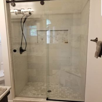 Churchill Glass & Mirror - 3/8 Frameless Barn Door Sliding Shower Door - Windows Installation Near Me - Apex, North Carolina Churchill Glass & Mirror - 3/8 Frameless Barn Door Sliding Shower Door - Windows Installation Near Me - Apex, North Carolina