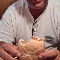 Ozgoods Neighborhood Grill & Bar - No bones sandwich.  Roasted pulled pork with alabama saucd