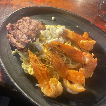 Villa Peru - Villa Peru Linguini --
Tender slices of Angus Beef Tenderloin & Jumbo Shrimp, over linguini in a traditional Huancaina sauce Peruvian Aji - Peruvian Near Me - Tucson, Arizona Villa Peru - Villa Peru Linguini --
Tender slices of Angus Beef Tenderloin & Jumbo Shrimp, over linguini in a traditional Huancaina sauce Peruvian Aji - Peruvian Near Me - Tucson, Arizona