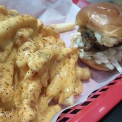 Sliders and great sides mac and cheese
