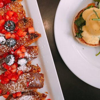 Blu Jam Cafe - Crunchy french toast w salmon egg benedict - Breakfast & Brunch Near Me - Sherman Oaks, California Blu Jam Cafe - Crunchy french toast w salmon egg benedict - Breakfast & Brunch Near Me - Sherman Oaks, California