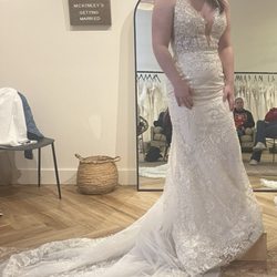 Bespoke Bride - Bedazzled deep V fit and flare