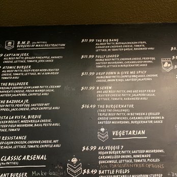 The Burgernator - Menu on the wall - Burgers Near Me - Toronto, Ontario