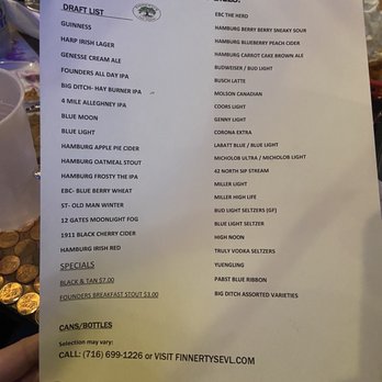 Finnerty's Tap Room - Beer List - Burgers Near Me - Ellicottville, New York