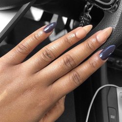 Client selfie of powder dip on natural nails