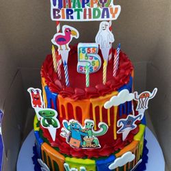 Oteri's Italian Bakery | Woodland Ave - 2 Tier Cake My Son customized 5th Rainbow & Friends Birthday Cake