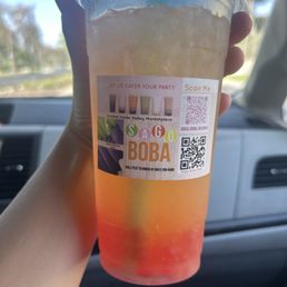 Calamansi citrus with strawberry popping boba Calamansi citrus with strawberry popping boba