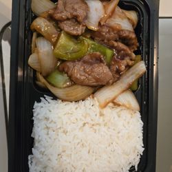 Pepper steak with white rice