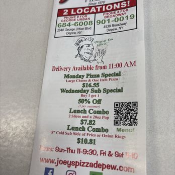 Joey's Pizza Broadway - Menu - Pizza Near Me - Depew, New York Joey's Pizza Broadway - Menu - Pizza Near Me - Depew, New York