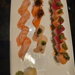 Salmon, scallops, and Miller roll Salmon, scallops, and Miller roll