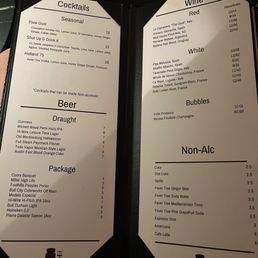 Cocktail menu