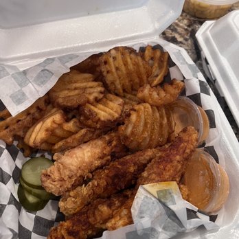 Hangry Joe's Hot Chicken - Chicken fingers Fingers & Fries Combo 2 - New American Near Me - Dallas, Texas Hangry Joe's Hot Chicken - Chicken fingers Fingers & Fries Combo 2 - New American Near Me - Dallas, Texas