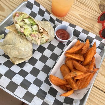 The Yardery - Chicken Caesar wrap and sweet potato "tots" - American Near Me - Sanford, Florida