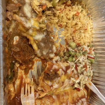 Fiesta Mexicana - Two shredded beef enchiladas rice and beans - Mexican Near Me - Avondale, Arizona