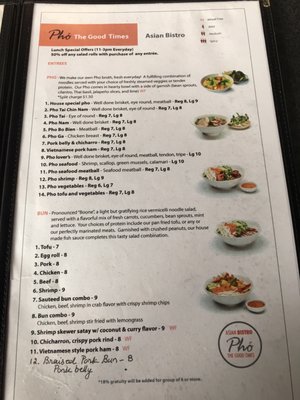 Menu photo 5 Pho The Good Times Asian Bistro Eugene, OR