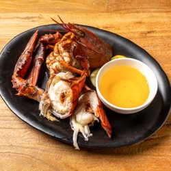 Whole steamed lobster with drawn butter