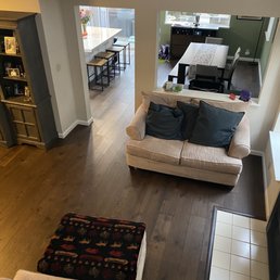 a living room and dining room