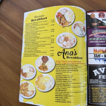 Ana's Place - Menú - Mexican Near Me - Tulare, California