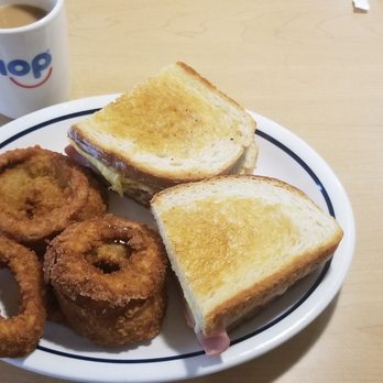 IHOP - IHop McHenry Ham and Egg Melt with Onion Rings. - Breakfast & Brunch Near Me - Mchenry, Illinois