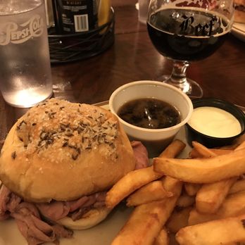 Beef & Brew - Beef on weck sandwich with a "45 fathoms" porter. - New American Near Me - Geneva, New York