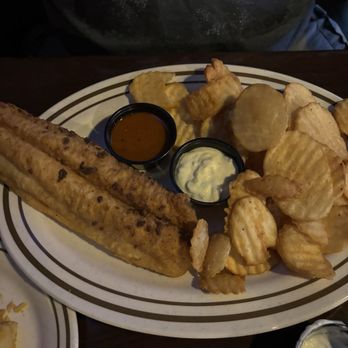 Moonshiners Bar & Grill - This is their fish. The grease was dirty so the fish tasted nasty. The used a whole bottle of salt on the chips. - Sports Bars Near Me - Braselton, Georgia Moonshiners Bar & Grill - This is their fish. The grease was dirty so the fish tasted nasty. The used a whole bottle of salt on the chips. - Sports Bars Near Me - Braselton, Georgia