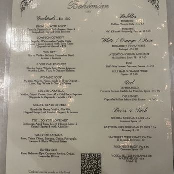 Bar Bohemien - Drink Menu - Cocktail Bars Near Me - Culver City, California